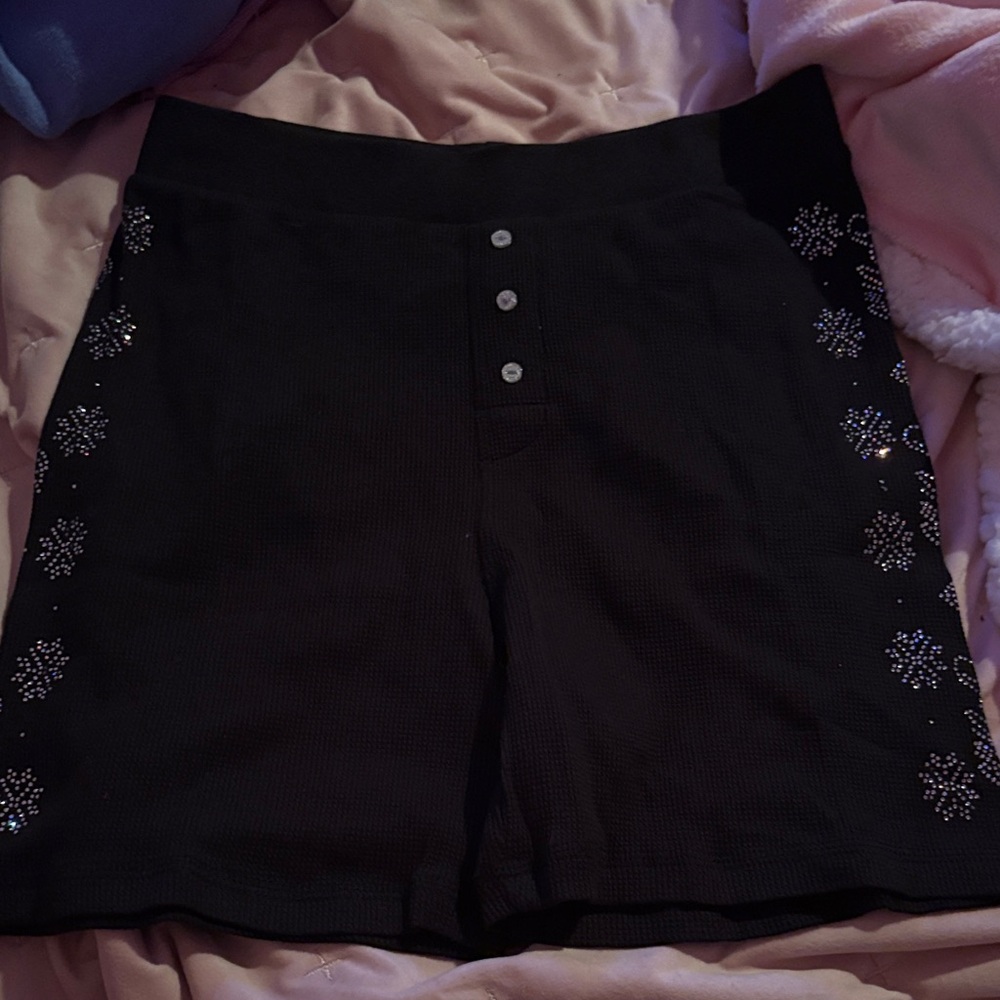 Victoria's Secret Black High Waist Shorts with Silver Accents